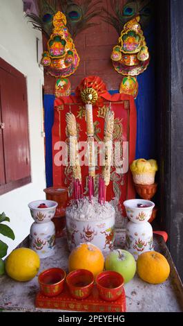 Malaisie, Melaka, Malacca, Musée du patrimoine Baba Nyonya, Banque D'Images