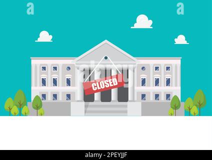 Concept de banque fermée. Illustration du vecteur de crise financière. Illustration de Vecteur