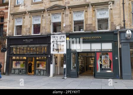 Salles de thé Willow et entrée à la boutique de cadeaux, Buchanan Street, Glasgow, Écosse, Royaume-Uni Banque D'Images