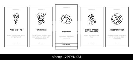odeur fumée gaz nez arome intégration icônes définir vecteur Illustration de Vecteur