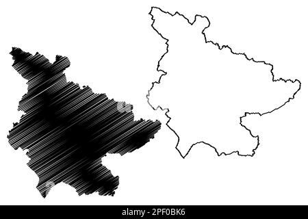 Zone non métropolitaine de Lichfield (Royaume-Uni de Grande-Bretagne et d'Irlande du Nord, comté cérémonial Staffordshire ou Staffs, Angleterre) carte vec Illustration de Vecteur