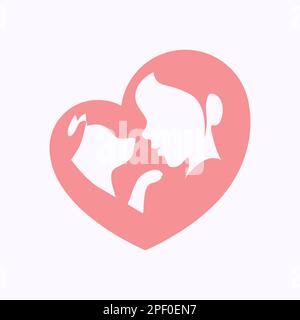 Femme tenant un chien avec son bras dans la silhouette en forme de coeur Illustration de Vecteur