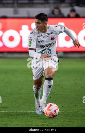 Suhander Zuñiga, milieu de terrain d'Alajuelense (24) lors d'un match de la Ligue des champions de la CONCACAF contre la LAFA, mercredi, 15 mars 2023, au stade BMO, en L Banque D'Images