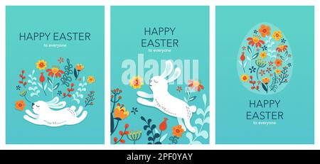 ensemble de cartes de vœux de pâques avec vecteur dégradé pour les œufs de pâques Illustration de Vecteur