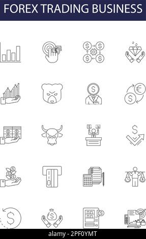 Forex trading ligne d'affaires vecteur icônes et signes. graphique, business, graphe, finance, financier, jeu d'illustrations vectorielles stock, banque, argent Illustration de Vecteur