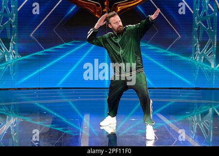 Rome, Italie. 16th mars 2023. Francesco Facchinetti participe au programme de photocall de Rai 'il cantante mascherato 2023 giuria' au studio de Rai Foro Italico. (Photo de Mario Cartelli/SOPA Images/Sipa USA) crédit: SIPA USA/Alay Live News Banque D'Images