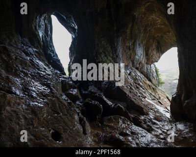 Thors Cave, Peak District, Angleterre, Royaume-Uni Banque D'Images