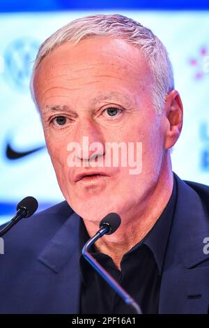 Paris, France. 16th mars 2023. Didier DESCHAMPS de France lors de la conférence de presse de l'équipe française de football annonçant la liste des joueurs sélectionnés pour le début des qualifications de l'UEFA Euro 2024 sur 16 mars 2023 au siège de la FFF à Paris, France - photo Matthieu Mirville/DPPI crédit: DPPI Media/Alamy Live News Banque D'Images