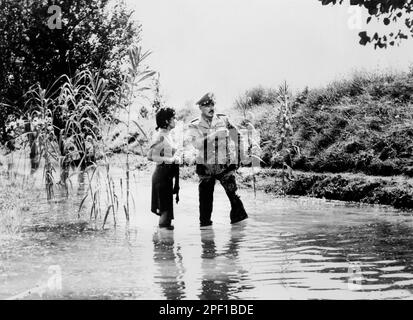 Gina Lollobrigida, Vittorio de Sica, sur le tournage du film italien, « Bread, Love and Dreams », italien : pane, amore e fantasia, Titanis, I. F. E. Publication Corp., 1953 Banque D'Images