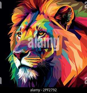 Illustration vectorielle pop art de lion coloré Illustration de Vecteur