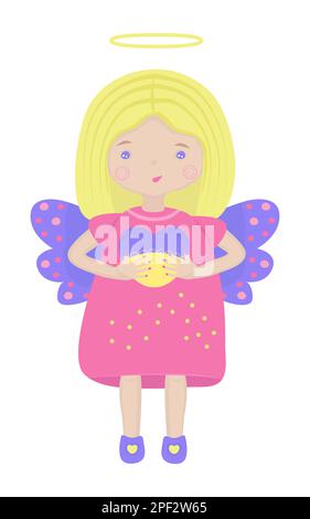 Ange mignon avec coeur dans les couleurs du drapeau ukrainien Illustration de Vecteur