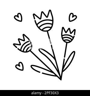 Trois tulipes, illustration de la ligne noire vectorielle Illustration de Vecteur