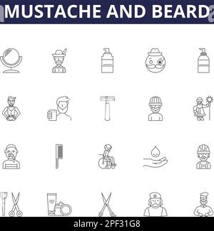 Symboles et signes vectoriels pour la moustache et la barbe. barbe, moustache, visage, cheveux, poils du visage, jeu d'illustrations vectorielles manly, sets, whiskers Illustration de Vecteur