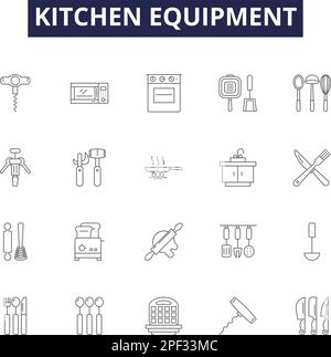 Symboles et panneaux vectoriels de la gamme d'équipements de cuisine. cuisinière, évier, réfrigérateur, mélangeur, mélangeur, grille-pain, micro-ondes, lave-vaisselle illustration vectorielle Illustration de Vecteur