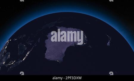 Globe terrestre de nuit axé sur l'Australie. Côté sombre de la Terre avec des villes illuminées et des étoiles de l'univers en arrière-plan. Éléments de cette image fournis par la NASA Banque D'Images