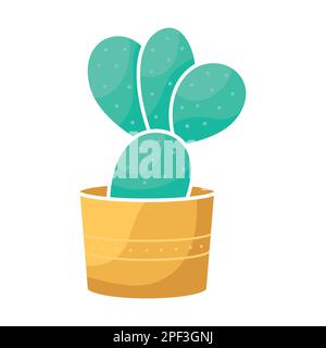 Un cactus inhabituel dans un pot. Illustration plate d'une installation domestique. Belle clipart de dessin animé pour les autocollants, l'emballage de produit, l'impression sur les vêtements. Minimaliste Illustration de Vecteur