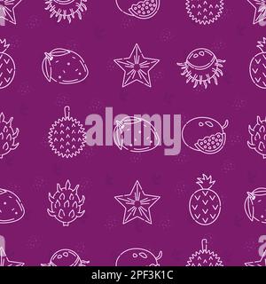 Fruits exotiques, motif vectoriel violet sans couture Illustration de Vecteur