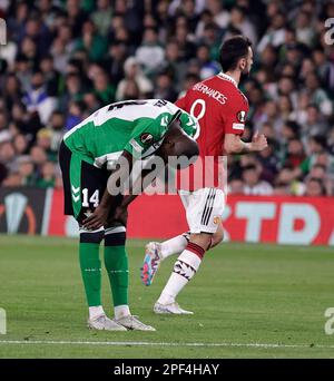 Séville, Espagne. 16th mars 2023. UEFA Europa League, Round of 16, second Leg, Betis vs Manchester United au stade Benito Villamarin, Séville, Espagne. 16th mars 2023. SEVILLA 16/03/2023 OCTAVOS DE FINAL DE LA UEL ESTADIO BENITO VILLAMARIN REAL BETIS-MANCHESTER UTD 900/CorDIN Press crédit: CORDIN PRESS/Alay Live News Banque D'Images