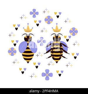 Composition de l'abeille reine, illustration colorée Illustration de Vecteur