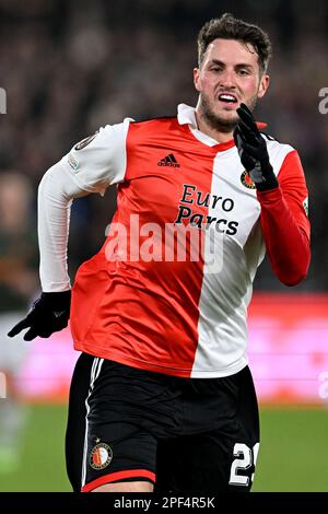 ROTTERDAM - Santiago Gimenez de Feyenoord lors de la ligue Europe de l'UEFA série de 16 parties entre Feyenoord et Shakhtar Donetsk à Feyenoord Stadion de Kuip on 16 mars 2023 à Rotterdam, pays-Bas. ANP OLAF KRAAK Banque D'Images