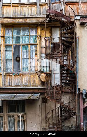 Maisons dans le vieux Tbilissi, la Géorgie, le Caucase, le Moyen-Orient Banque D'Images