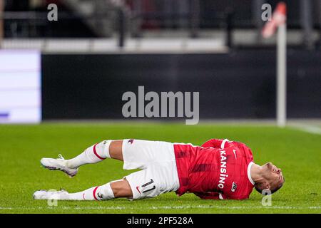 ALKMAAR, PAYS-BAS - MARS 16: Jesper Karlsson d'AZ Alkmaar lors de la série de 16 Leg Two - UEFA Europa Conference League match entre AZ Alkmaar et SS Lazio à la Stadion d'AZ sur 16 mars 2023 à Alkmaar, pays-Bas (photo de Patrick Goosen/Orange Pictures) Banque D'Images