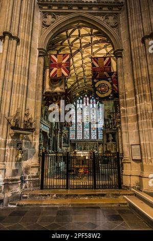 L'image est de la chapelle commémorative avec des honneurs de bataille à la cathédrale de Canterbury au Royal Kent Regiment connu sous le nom de buffs Banque D'Images