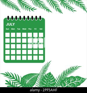 Calendrier du mois de juillet Illustration de Vecteur