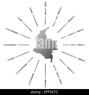 Colombie rafale de soleil dégradée. Carte du pays avec des rayons étoilés colorés. Colombie illustration dans le numérique, la technologie, Internet, le style de réseau. Illustration de Vecteur