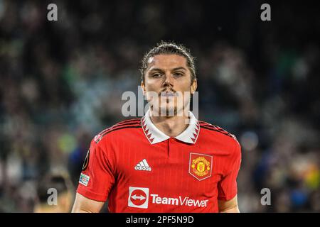 Marcel Sabitzer l'arbitre lors de l'UEFA Europa League Round of 16, 2nd Leg Real Betis vs Manchester United au stade Benito Villamarín, Séville, Espagne, 16th mars 2023 (photo de Samuel Carreño/News Images), le 3/16/2023. (Photo de Samuel Carreño/News Images/Sipa USA) crédit: SIPA USA/Alay Live News Banque D'Images