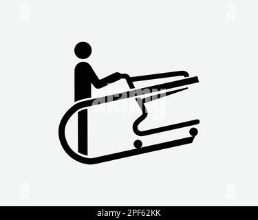 Chariot de pousseurs chariot escalier roulant de Travelator homme personne poussant Noir blanc Silhouette symbole icône signe graphique Clipart Illustration pictogramme Vecto Illustration de Vecteur