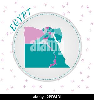 Conception de carte Egypte. Carte du pays avec les régions dans la palette de couleurs émeraude-améthyste. Illustration de Vecteur