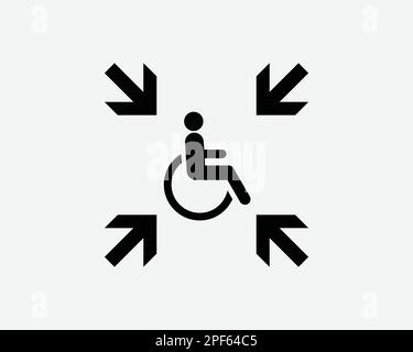 Désactiver personnes personne assemblage d'urgence point de rassemblement Noir blanc Silhouette symbole icône graphique Clipart Illustration Illustration pictogramme vecteur Illustration de Vecteur