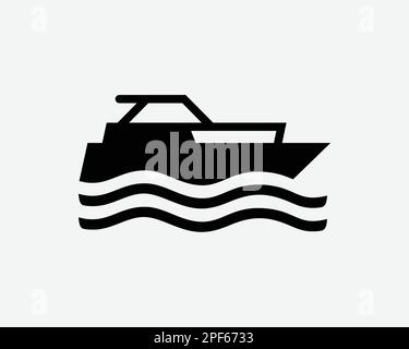 Icône de hors-bord Jet Speed Boat Jetboat bateau à moteur Vessel Vector Noir blanc Silhouette symbole signe graphique Clipart Illustration pictogramme Illustration de Vecteur