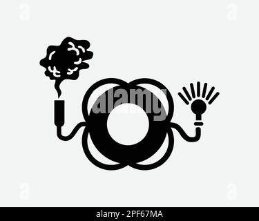 Une bouée de sauvetage à la lumière et à la fumée anneau de secours flotteur Noir blanc Silhouette signe symbole icône Clipart Graphisme Illustration pictogramme Illustration Vecto Illustration de Vecteur