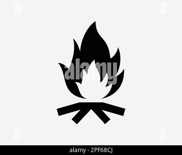 Feu de camp icône Bonfire Camping bon Camp Bois feu flammes Burn Vector Noir blanc Silhouette symbole signe graphique Clipart Illustration pictogramme Illustration de Vecteur