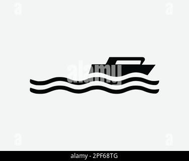 Icône hors-bord vitesse bateau à moteur bateau Yacht Vector Noir blanc Silhouette symbole signe graphique Clipart Illustration pictogramme Illustration de Vecteur