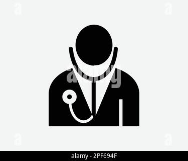 Médecin icône médecin travailleur médical médecin médecin médecin Noir blanc Silhouette symbole vecteur Clipart graphique Illustration pictogramme d'œuvre Illustration de Vecteur