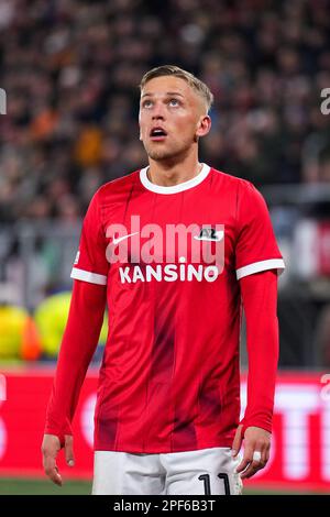 ALKMAAR - Jesper Karlsson d'AZ Alkmaar lors du match de la ligue de la Conférence de l'UEFA de 16 entre AZ Alkmaar et SS Lazio au stade AFAS sur 16 mars 2023 à Alkmaar, pays-Bas. ANP ED VAN DE POL Banque D'Images