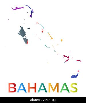Forme Bahamas de couleur vive. Logo de pays de style géométrique multicolore. Design moderne et tendance. Illustration vectorielle attrayante. Illustration de Vecteur