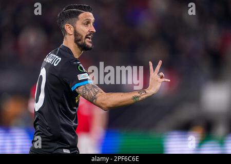ALKMAAR, PAYS-BAS - MARS 16: Luis Alberto de SS Lazio pendant la série de 16 Leg Two - UEFA Europa Conference League match entre AZ Alkmaar et SS Lazio à l'AZ Stadion on 16 mars 2023 à Alkmaar, pays-Bas (photo de Joris Verwijst/Orange Pictures) Banque D'Images