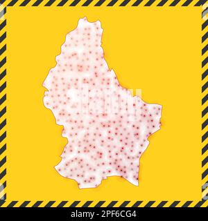 Luxembourg fermé - signe de danger de virus. Icône de pays de verrouillage. Bordure rayée noire autour de la carte avec concept de propagation de virus. Illustration vectorielle. Illustration de Vecteur