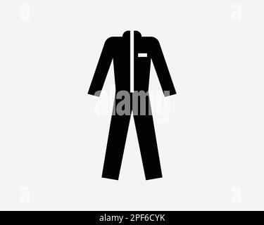 Vêtements de protection PPE costume médical blouse de laboratoire couvrant Noir blanc Silhouette symbole icône signe graphique Clipart Illustration Illustration pictogramme vecteur Illustration de Vecteur