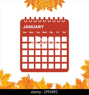 Calendrier du mois de janvier Illustration de Vecteur