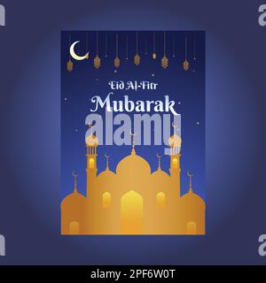 Modèle de circulaire EID Al-Fitr Mubarak Illustration de Vecteur
