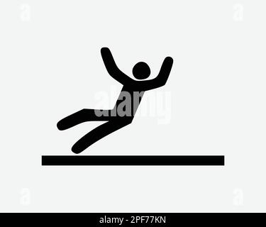 Personne tombant icône glisser et tomber trébuchement accident vecteur glissant Noir blanc Silhouette symbole signe graphique Clipart Illustration pictogramme Illustration de Vecteur