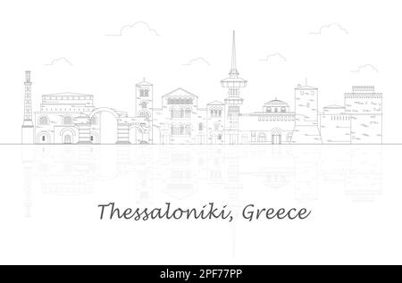 Aperçu Skyline panorama de la ville de Thessalonique, Grèce - illustration vectorielle Illustration de Vecteur