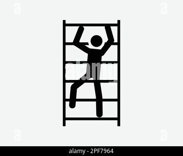 Escalade échelle homme grimper escalier personne monter bâton Figure Noir blanc Silhouette symbole icône panneau graphique Clipart Illustration pictogramme Illustration VE Illustration de Vecteur