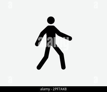 Pédestre pédestre pédestre Homme bâton Figure marcher Croix noir blanc Silhouette symbole icône signe graphique Clipart Illustration Illustration pictogramme vecteur Illustration de Vecteur