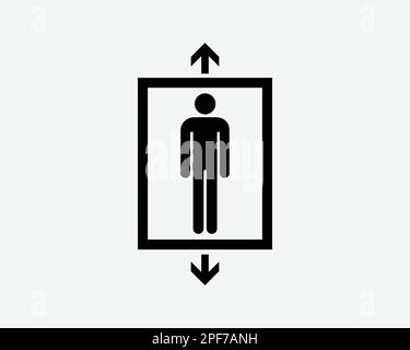 Icône de l'ascenseur flèche vers le haut vers le bas Homme personne bâton Figure Vector Noir blanc Silhouette symbole signe graphique Clipart Illustration pictogramme Illustration de Vecteur